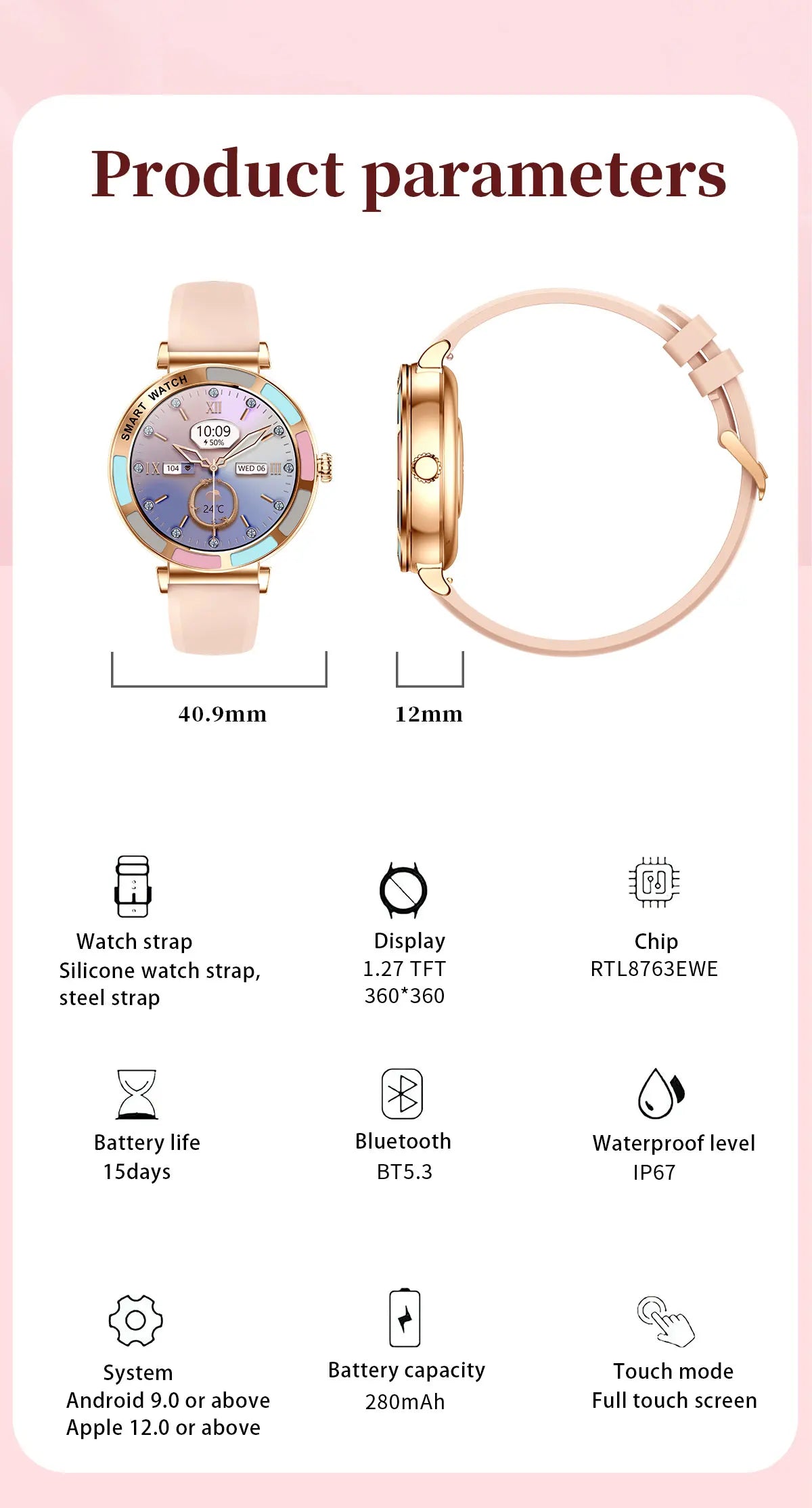 Time Owner Smart Watch 2025 Woman Bluetooth Call Watch Health Monitoring AI Voice Exercise Fitness Tracker Ladies smartwatch