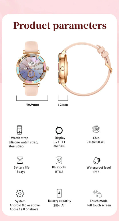 Time Owner Smart Watch 2025 Woman Bluetooth Call Watch Health Monitoring AI Voice Exercise Fitness Tracker Ladies smartwatch