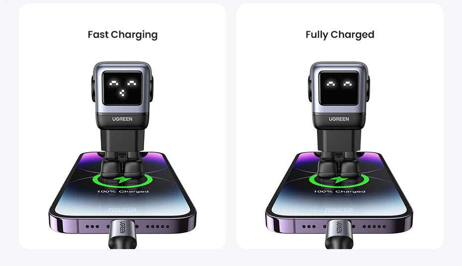 UGREEN 65W GaN Charger Uno Robot Design Quick Charge 4.0 3.0 PPS PD Fast Charger for iPhone 17 16 15 Pro Macbook  Laptop Tablet
