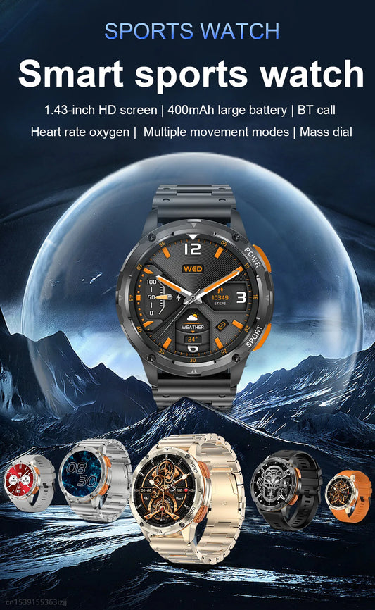 Smart Watch AK59 Bluetooth Call AI Voice 1.43inch AMLOED HD Large Screen Heart Rate Outdoor Sport Men Women Smartwatch