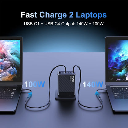 Ubigbuy 350W GaN Charger Fast Charger 140W PD3.1 QC PPS USB Phone Charging Station for MacBook Pro iPhone Samsung Laptop Tablet