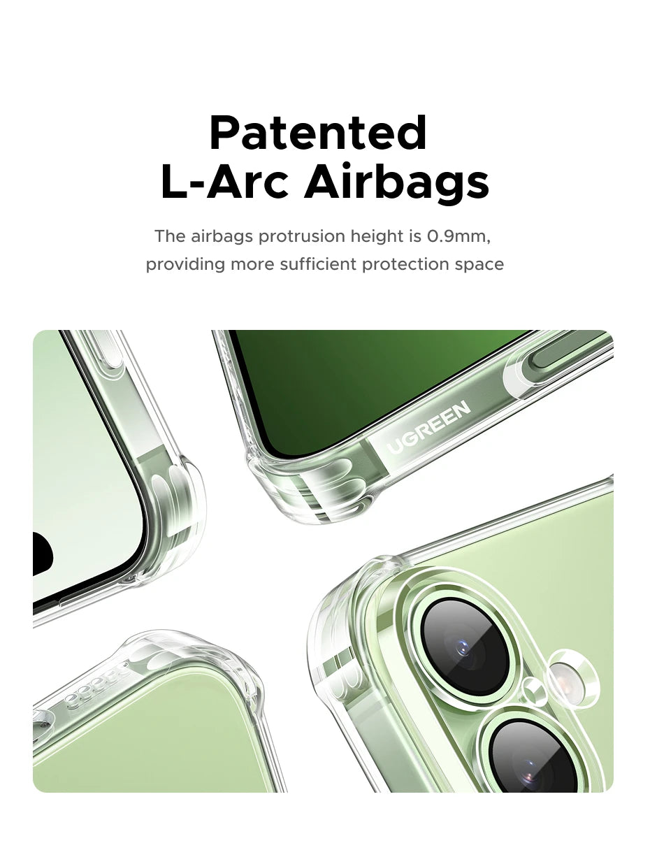 UGREEN Airbags Case for iPhone 17 16 15 Pro Max Clear Case Transparent Cover for iPhone 16 Pro 17 Air Protective Case Shockproof