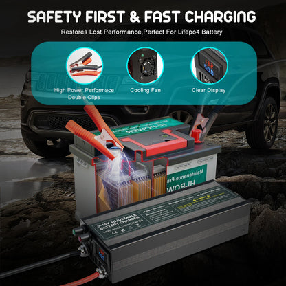 Lifepo4 Charger 12V 60A 100A Lithium Battery Charger 110V-240V Input 0-15V Adjustable Quick Fast Adapter for Lifepo4 Battery