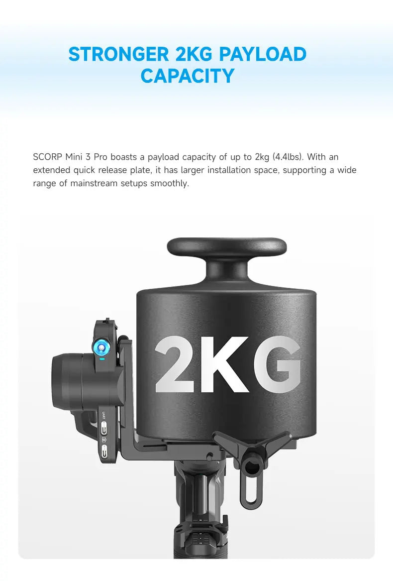FeiyuTech SCORP Mini 3 Pro Gimbal with Detachable Remote Handle & AI 4.0 Tracking for Mirrorless, Action Camera & Smartphones - Universal Market