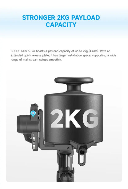 FeiyuTech SCORP Mini 3 Pro Gimbal with Detachable Remote Handle & AI 4.0 Tracking for Mirrorless, Action Camera & Smartphones - Universal Market