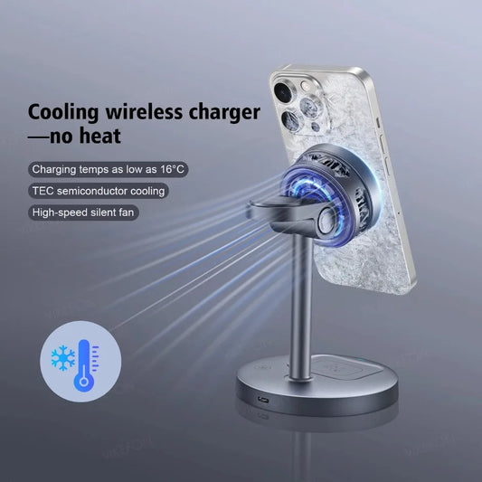 3 in 1 Qi2 15W Magnetic Wireless Charger Phone Stand For Magsafe iPhone 17-12 Pro Max 14 13 12 Apple Watch 10~2 AirPods 4 Pro