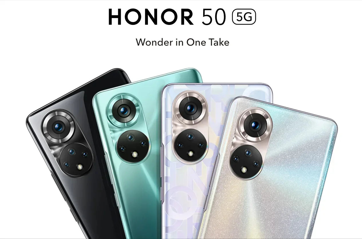 HONOR 50 Smartphone Global firmware 4300mAH 8GB RAM 256GB ROM 6.57 Inch Phone 2340x1080HD 32+108MP 5G Network Used mobile phones