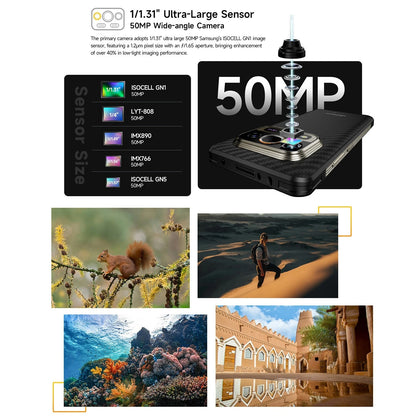 Ulefone Armor 25T Pro 5G Rugged Smartphone Thermal Imaging Android 14 Waterproof 6.78'' 33W 50MP+64MP 6GB+256GB 6500mAh NFC
