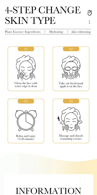 15pcs 24K Gold Hyaluronic Acid Face Mask Facial Firming Moisturizing Brightening Hydrating Facial Masks Skin Care Products