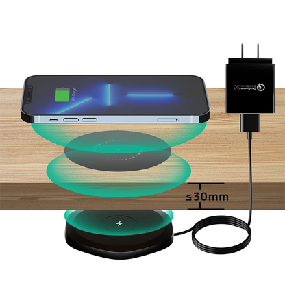 KPON Invisible Wireless Charger 30mm Under Table QI Charger Furniture Desk Wireless Charging Station for iPhone 16/15/14/13/12/8