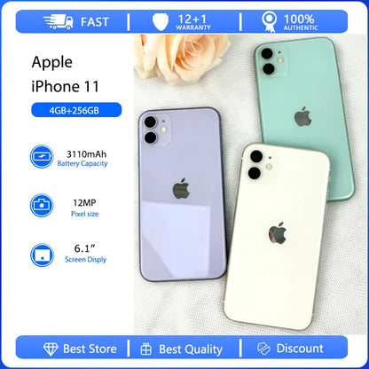 Apple iPhone 11 4G Face ID Mobile Phone Original Used Unlocked 6.1" 64/128/256GB ROM Hexa-core IOS 12MP Camera NFC Smartphones - Universal Market