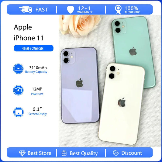 Apple iPhone 11 4G Face ID Mobile Phone Original Used Unlocked 6.1" 64/128/256GB ROM Hexa-core IOS 12MP Camera NFC Smartphones - Universal Market