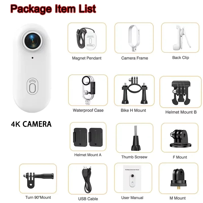 4K Motorcycle Mini Recorder Finger WIFI Action Camera Lightweight POV Motorcycle Road Sport Cam Bicycle Vlog Pet Body Camera - Universal Market