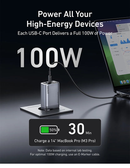 Anker Prime Charger, 100W USB C Charger, 3-Port GaN Foldable and Compact Anker Wall Charger, for MacBook, iPad, iPhone17