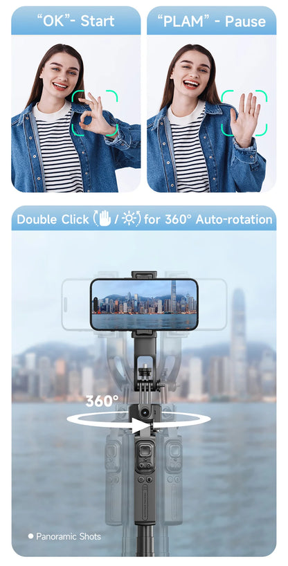FGCLSY 360 ° rotation Selfie Stick Gimbal Stabilizer With Bluetooth Remote Intelligent AI Follow-Up Anti Shake For Smartphone