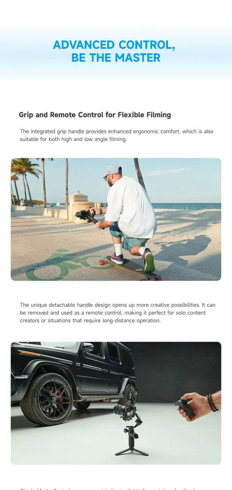 FeiyuTech SCORP Mini 3 Pro Gimbal with Detachable Remote Handle & AI 4.0 Tracking for Mirrorless, Action Camera & Smartphones - Universal Market