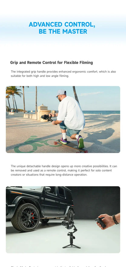 FeiyuTech SCORP Mini 3 Pro Gimbal with Detachable Remote Handle & AI 4.0 Tracking for Mirrorless, Action Camera & Smartphones - Universal Market