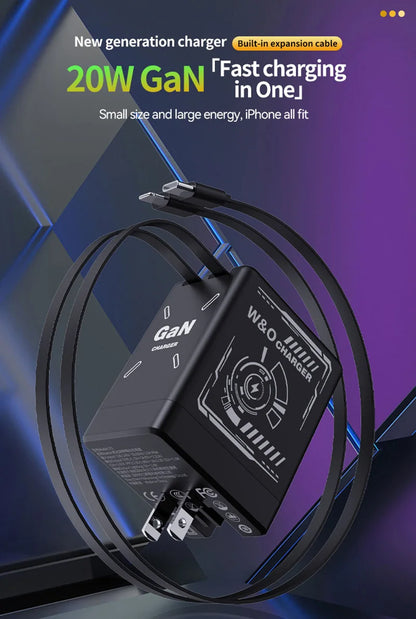 Xiaomi GaN120W Ultra Fast Charger With Retractable Type-C Lightning Cable Fast Charging Adapter For iPhone16 iPad Samsung Huawei