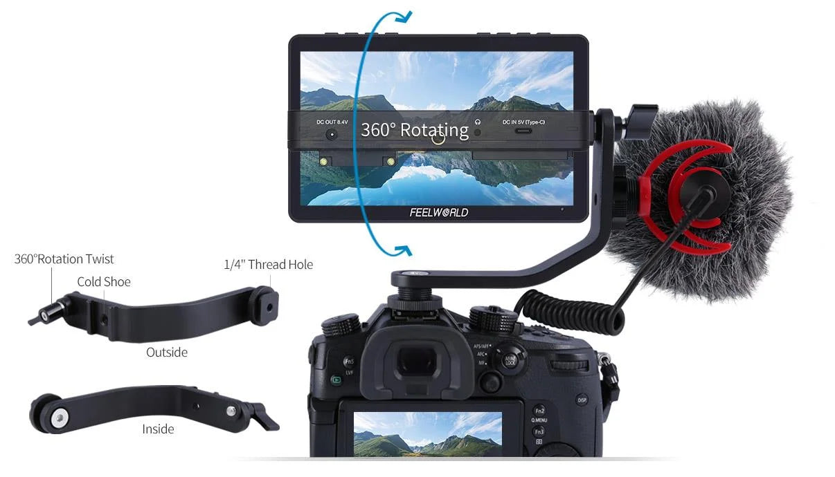FEELWORLD F5 Pro V4 6 Inch on DSLR Camera Field Monitor Touch Screen 3D LUT FHD1920 1080 4K HDMI Video Focus Assist for Gimbal