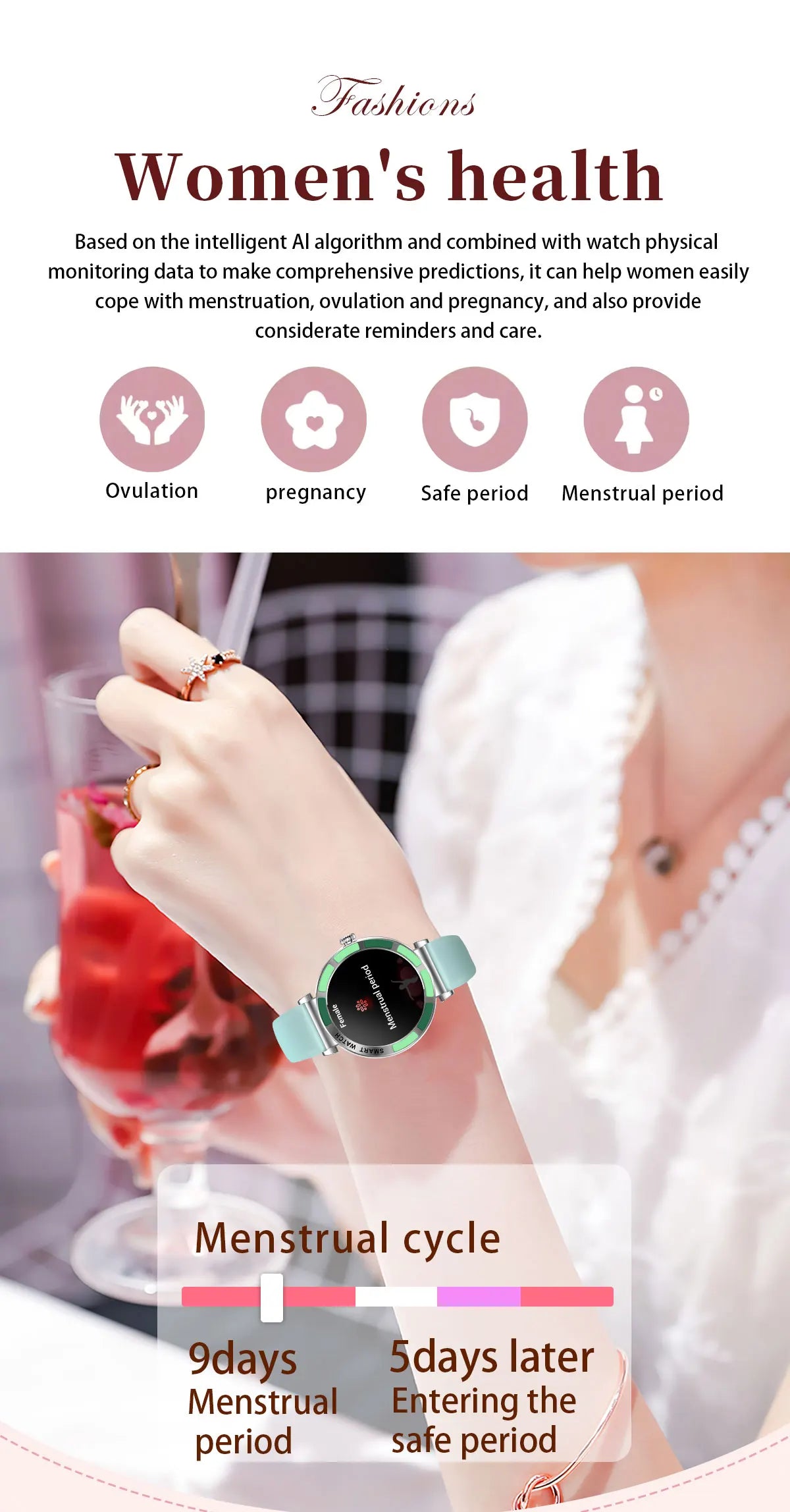 Time Owner Smart Watch 2025 Woman Bluetooth Call Watch Health Monitoring AI Voice Exercise Fitness Tracker Ladies smartwatch