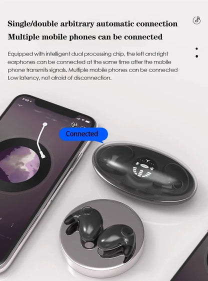 Invisible Sleep Wireless Earphone TWS Bluetooth 5.3 Headphones Hidden Earbuds IPX5 Waterproof Noise Reduction Sports Headset - Universal Market