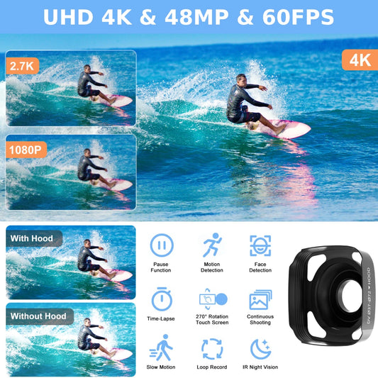 4K Video Camera Camcorder 48MP UHD WiFi IR Night Vision Vlogging Camera for YouTube 16X Digital Zoom Touch Screen Camera - Universal Market