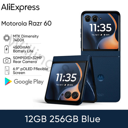 Original Motorola Moto razr 60 5G razr60 SmartPhone 6.9 inch PLOED MTK Dimensity 7400X 50MP 4500mAh Foldable Phone 50MP Camera