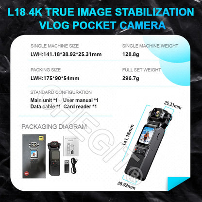 Real 4K Touchscreen Pocket Camera WIFI Outdoor DV 180°Rotatable UHD Anti-shake Bodycam Sports Action Portable Security Recorder