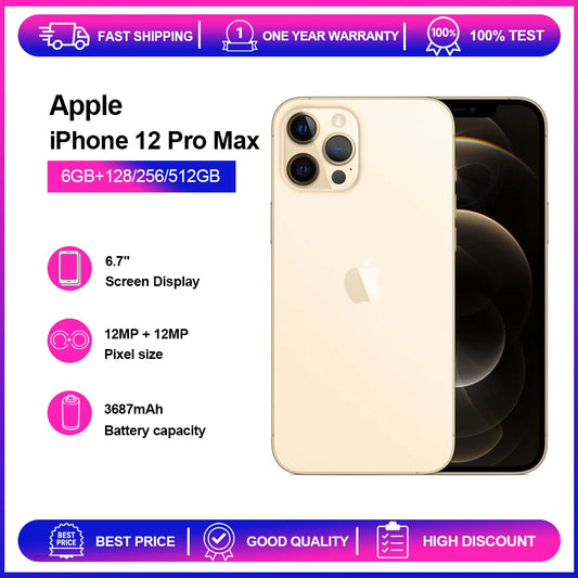 Apple iPhone 12 Pro Max 6GB RAM 128/256GB ROM Original Unlocked 6.7" Super Retina XDR OLED Face ID  5G CellPhone Fast Shipping - Universal Market