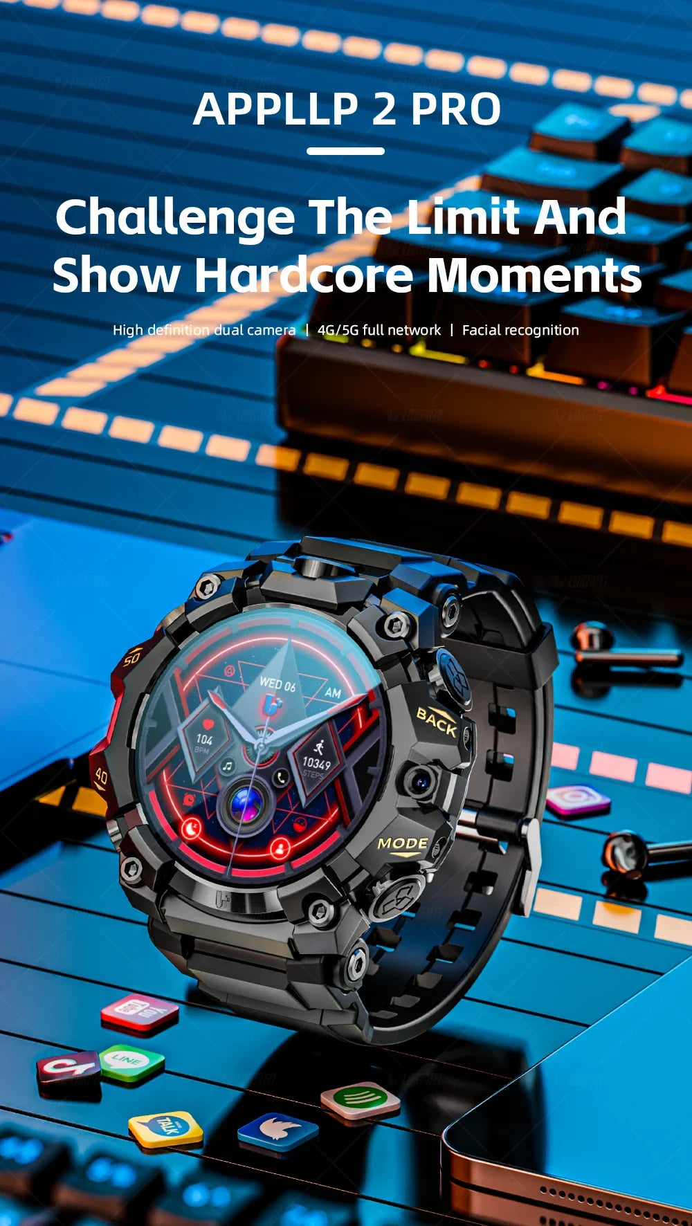 2025 New LOKMAT Sport 4G Android Smartwatches, SIM Card 4GB+64GB HD Dual Camera Video Call GPS NFC Wifi Fitness Phone Watch