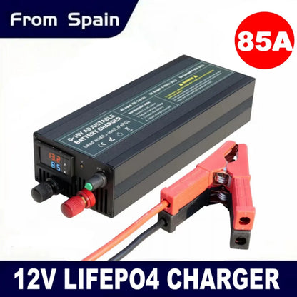 Lifepo4 Charger 12V 60A 100A Lithium Battery Charger 110V-240V Input 0-15V Adjustable Quick Fast Adapter for Lifepo4 Battery