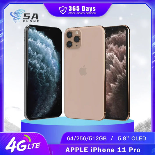 Original Apple iPhone 11 Pro 4G LTE Mobile Phone NFC 64/256/512GB Face ID 5.8" 12MP 4K@60fps A13 Bionic Hexa-Core IOS 11 pro - Universal Market