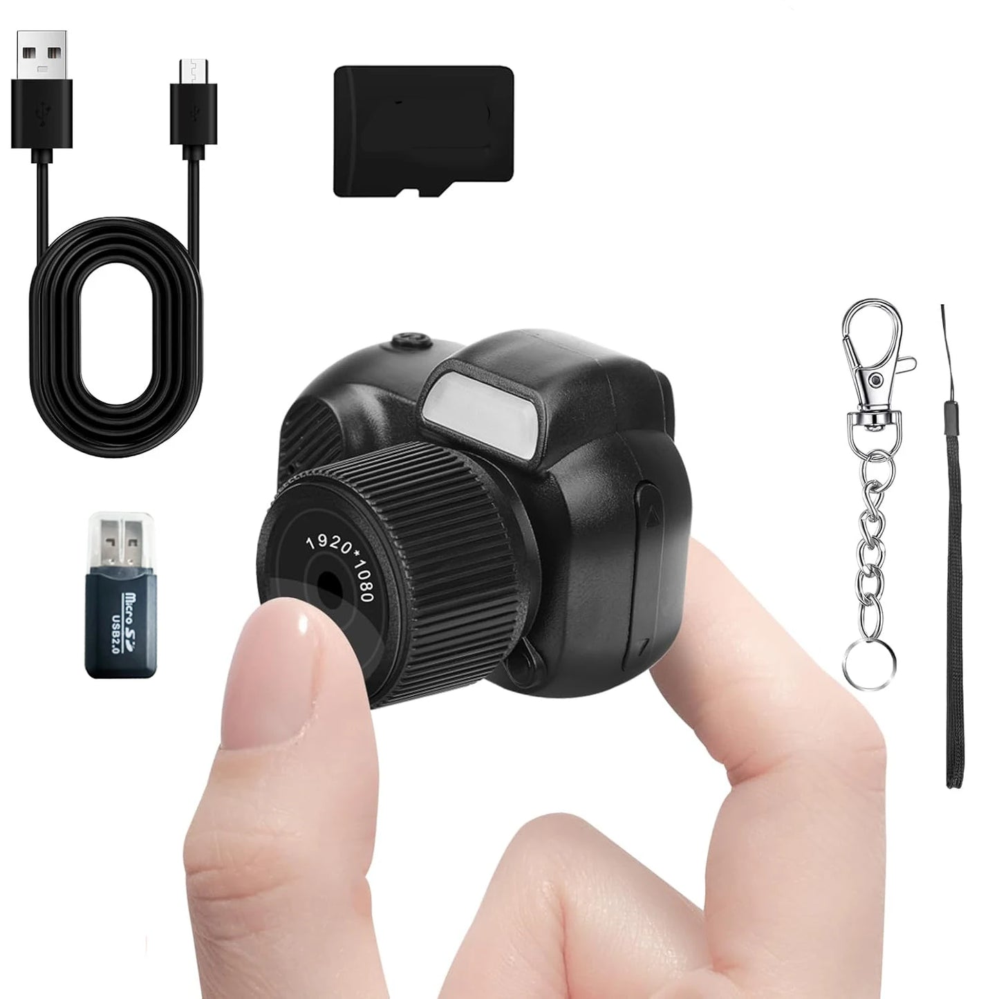 Mini Keychain Camera1080P 2MP Mini Body Camera, Portable Micro Video Camcorder with 0.96inch Display for Kids Students Travel