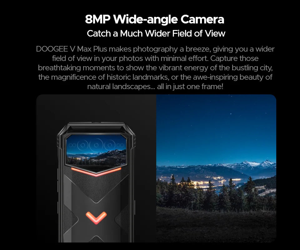 Global Version DOOGEE V Max Plus Rugged Phone 6.58" 120Hz 36GB(16+20) 512GB 200MP Ai Camera 22000mAh Lighting effect Android 14