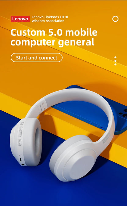 Lenovo TH10 Wireless Bluetooth Headset HIFI Stereo Earphones Foldable Over Ear Earbuds Sports Game Headphones with Microphone - Universal Market