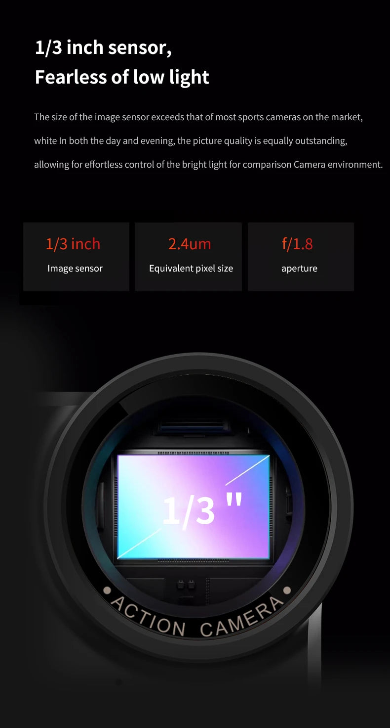 VIRAN V10 5K Action Camera Electronic Image Stabilization 2" Touch LCD 4K Waterproof Action Camera Dashcam Motion Detection