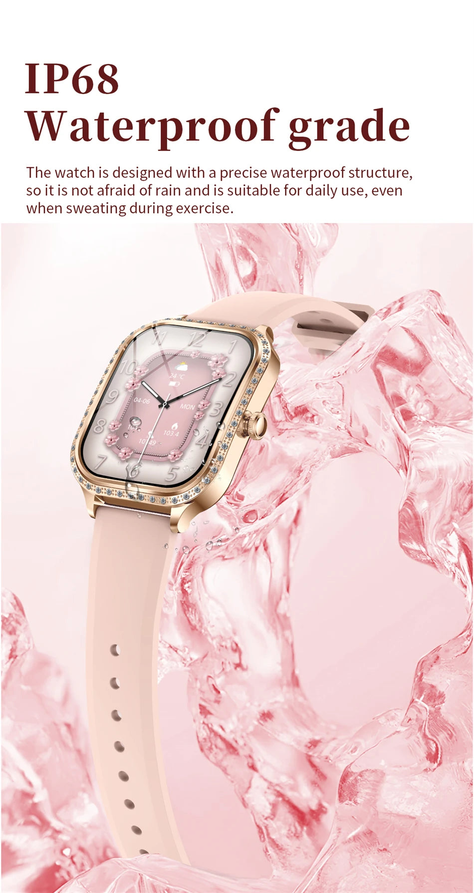 For Xiaomi Huawei New Women Smart Watch Heart Rate Blood Pressure Monitor Music Playback AI Voice Sports BT Calling SmartWatch