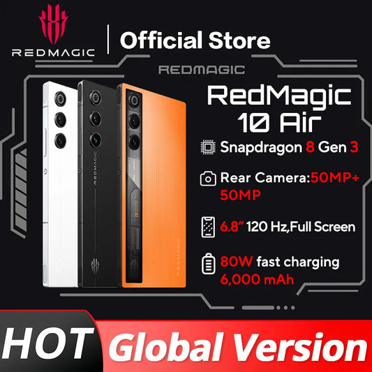 Global Version RedMagic 10 Air Gaming Phone Lightweight design 6.8" Snapdragon 8 Gen3 6000mAh 80W Charge 50MP NFC