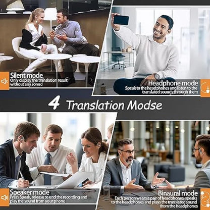 AI Translator Clip-on Headphones 144 Languages Real Time Two-Way Translation Earphones Stereo Sound Wireless Bluetooth Headsets - Universal Market