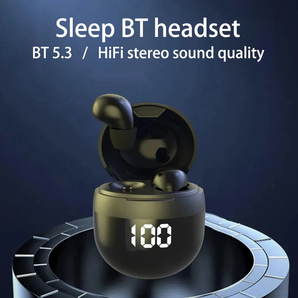 Mini SK18 Invisible Headphones Wireless Bluetooth 5.3 Headphones Bass Sleeping Headphones with Microphone Noise Cancellation HD - Universal Market