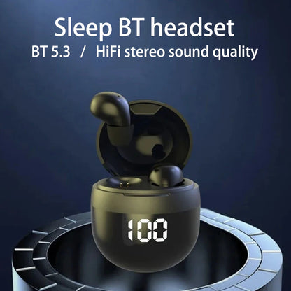 Mini SK18 Invisible Headphones Wireless Bluetooth 5.3 Headphones Bass Sleeping Headphones with Microphone Noise Cancellation HD - Universal Market