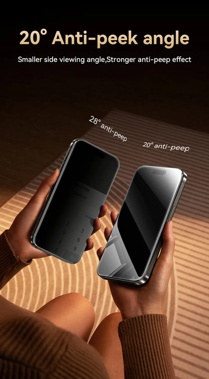 Joyroom 1/2PCS 20° Anti-spy Glass For iPhone 16 15 Pro Max Glass For iPhone 14 13 12 Pro Max Privacy Screen Protector Glass