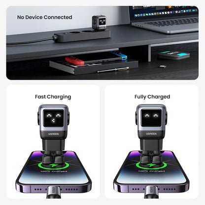 UGREEN 65W GaN Charger Uno Robot Design Quick Charge 4.0 3.0 PPS PD Fast Charger for iPhone 17 16 15 Pro Macbook  Laptop Tablet