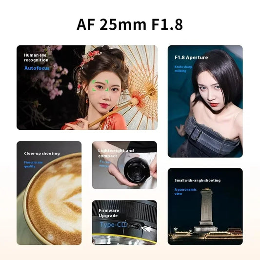 SGimage 25mm F1.8 AF Lens APS-C Large Aperture Prime Camera Portrait Lenses with STM silent motor for Sony E Fuji X Mount - Universal Market