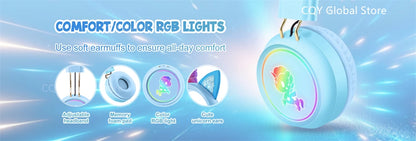 RGB Unicorn Kids Wireless Headphones With Mic Music Stereo Earphone Cute Unicorn Control RGB Light Headset Girls Kids Gift - Universal Market