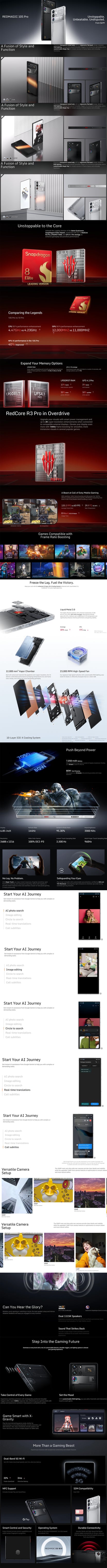 World Premier Global Version RedMagic 10s Pro 5G Gaming Phone 6.85"Snapdragon 8 Elite Leading version 7050mAh 80W  144Hz  NFC