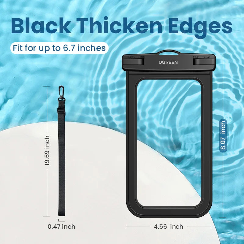 UGREEN 7.2 inch IPX8 Waterproof Phone Case Bag For iPhone 16 15 14 13 12 Pro Max Samsung Universal Swimming Protective Pouch Bag
