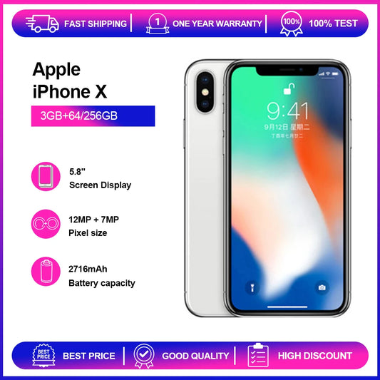 Apple iPhone X 3GB RAM 64/256GB ROM Original Unlocked 5.8"Super Retina OLED NFC 4G CellPhone Fast Shipping - Universal Market