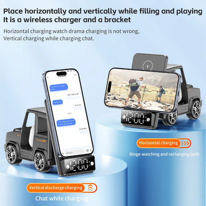 2025 September New Design Double Coil Design Forklift Wireless Charger 6 in 1 Phone Wireless Charger for iPhone Earphone Watch