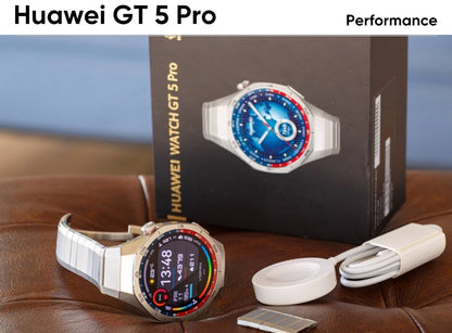 HUAWEI Watch GT 5 Pro 46mm Smartwatch Ceramic and Titanium Watch compatible with iOS and Android 14 days long battery life